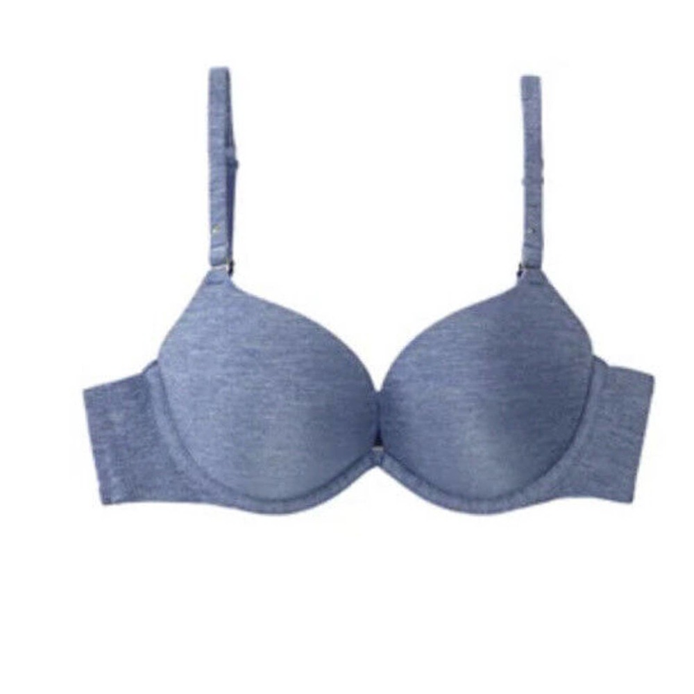 Parisian Underwire Push Up Plunge Bra Blue Size 32D NEW F204